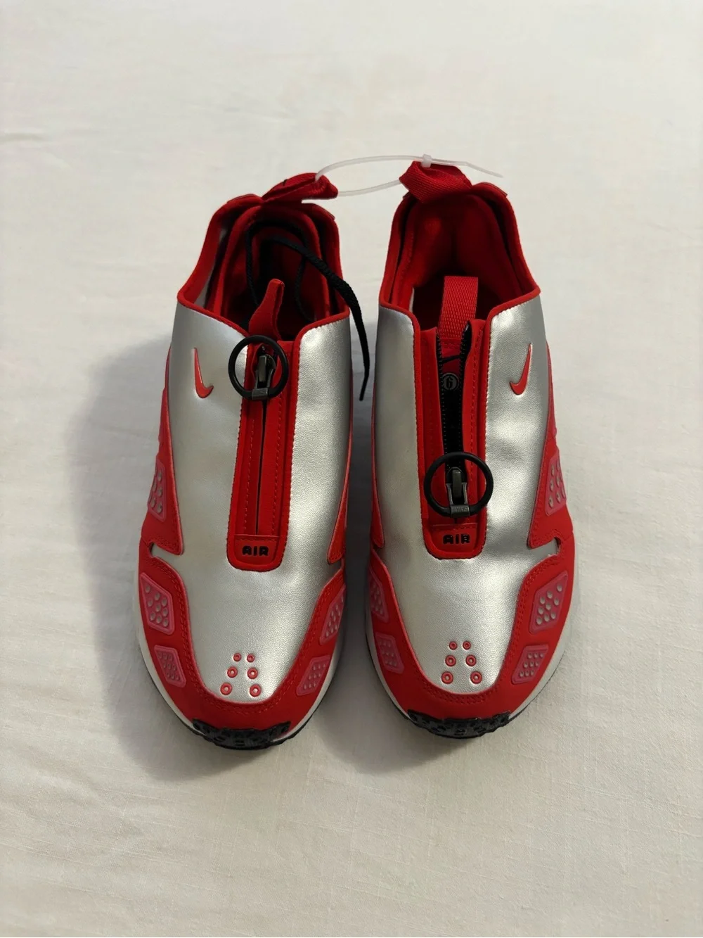 Nike Silver and Red Slip-On Athletic Sneakers